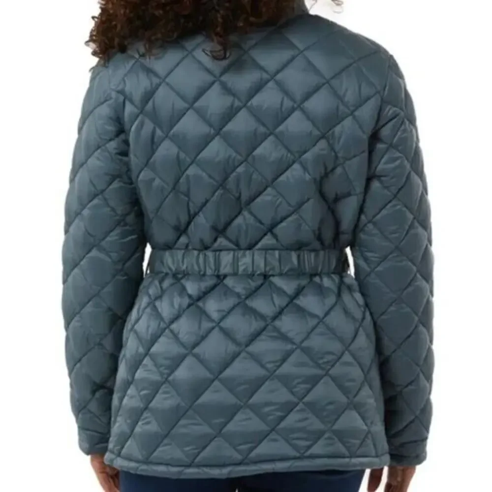 32 Degrees Ladies'‎ Belted Diamond Quilt Jacket / Color Teal / Size Small / NEW